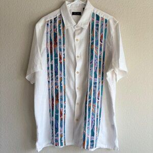 Tasso Elba 100% Linen Short Sleeve Men's Shirt XL Hawaiian Resort Preppy
